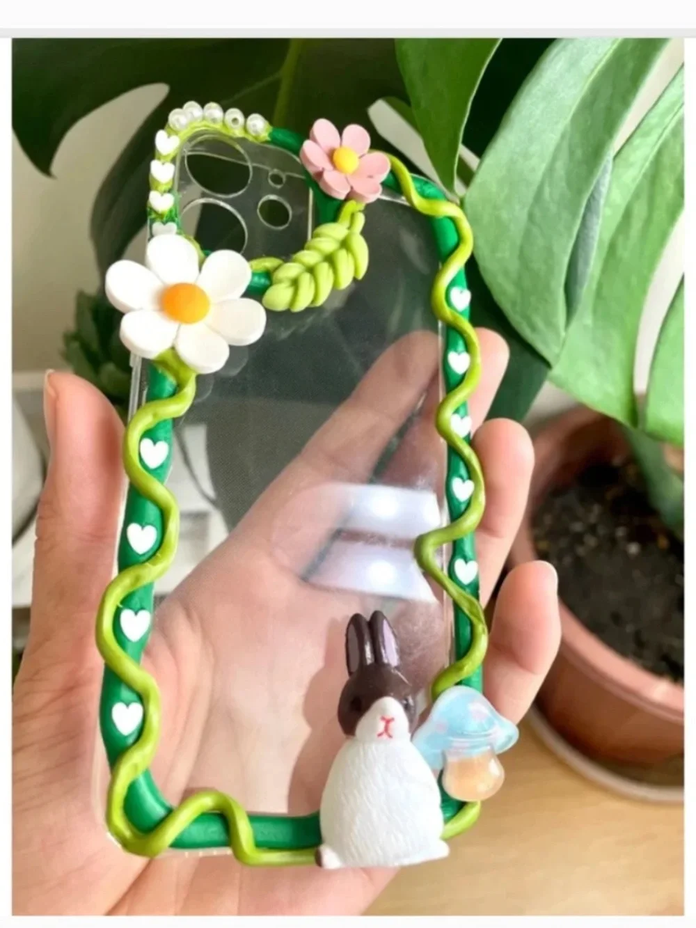 iPhone12mini Baroque Butterfly and rabbit Phone Case, Handmade